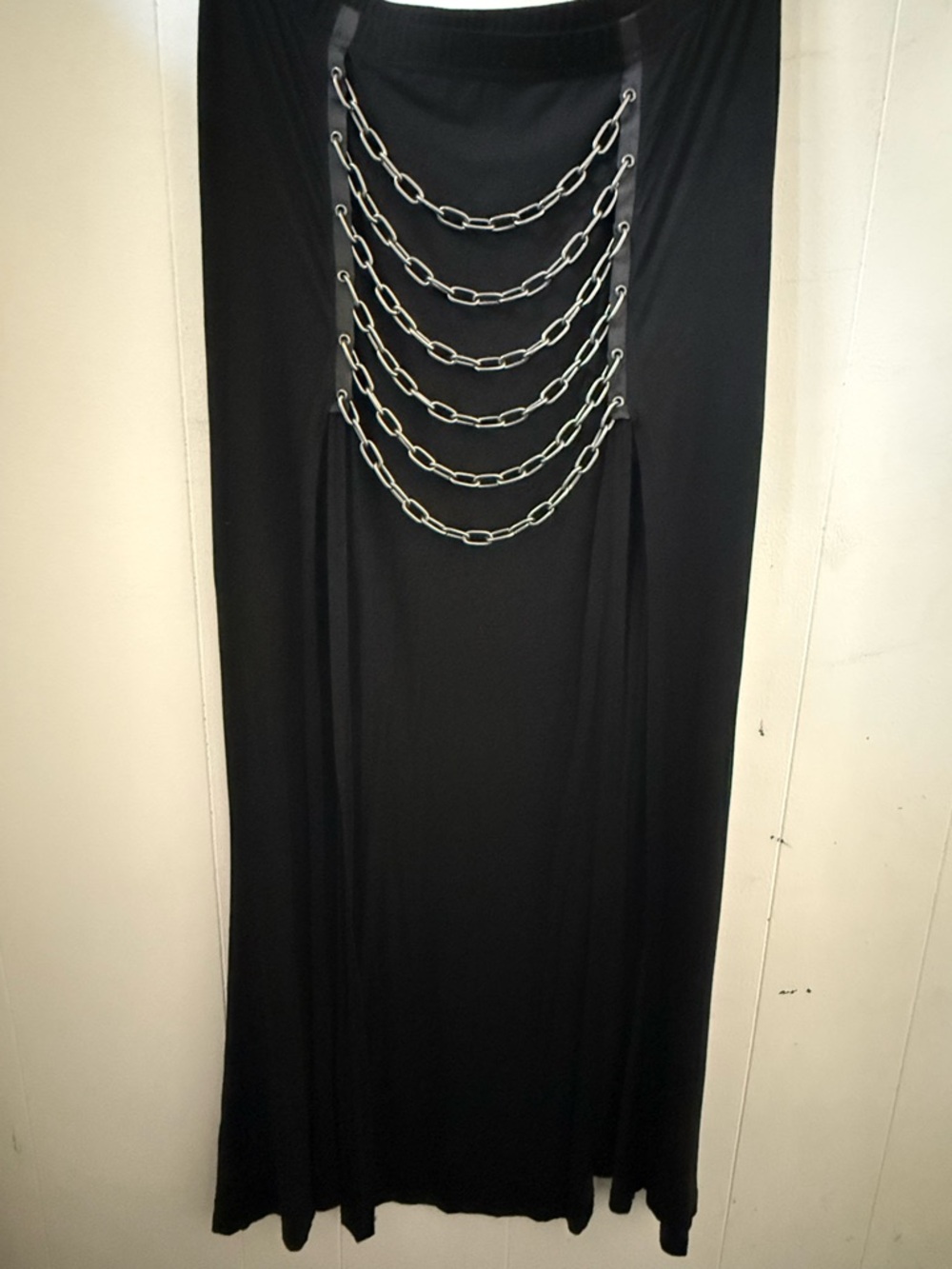 Dolls Kill Black Maxi Skirt with Silver Chain Detail